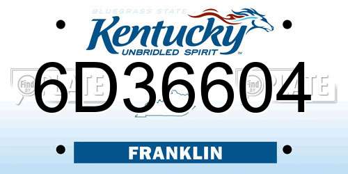 6D36604 Kentucky License Plate