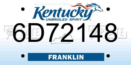 6D72148 Kentucky License Plate