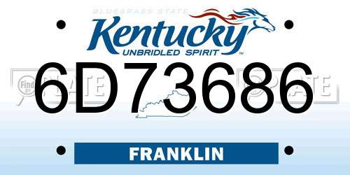 6D73686 Kentucky License Plate