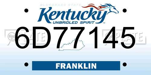 6D77145 Kentucky License Plate
