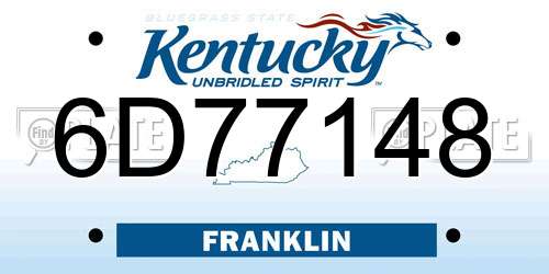 6D77148 Kentucky License Plate