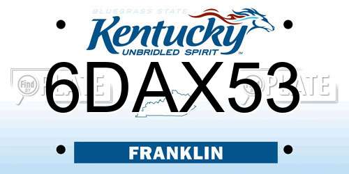 6DAX53 Kentucky License Plate