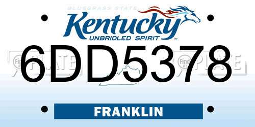 6DD5378 Kentucky License Plate
