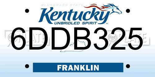 6DDB325 Kentucky License Plate