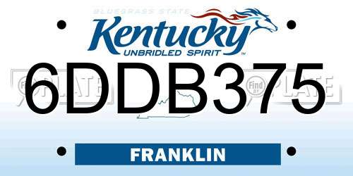 6DDB375 Kentucky License Plate