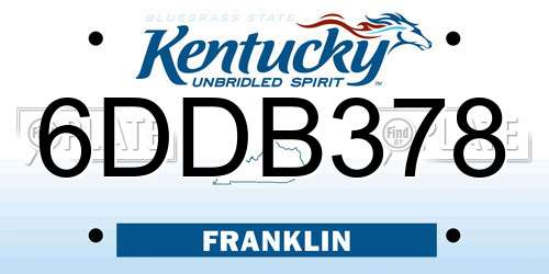 6DDB378 Kentucky License Plate