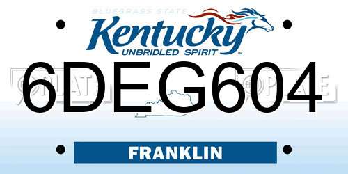 6DEG604 Kentucky License Plate