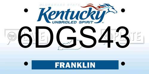 6DGS43 Kentucky License Plate