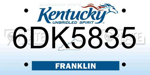 6DK5835 Kentucky License Plate