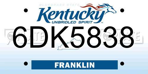 6DK5838 Kentucky License Plate