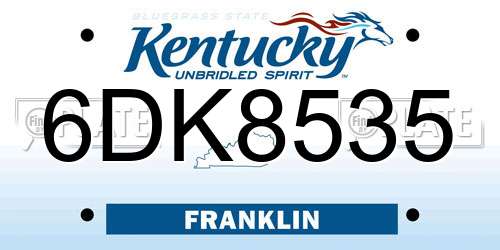 6DK8535 Kentucky License Plate