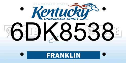6DK8538 Kentucky License Plate