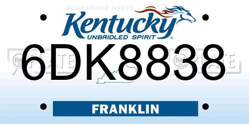 6DK8838 Kentucky License Plate