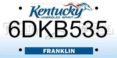 6DKB535 Kentucky License Plate