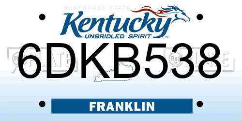 6DKB538 Kentucky License Plate