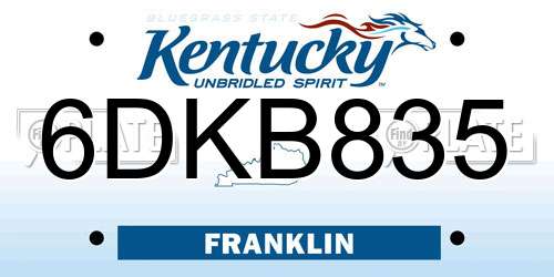 6DKB835 Kentucky License Plate