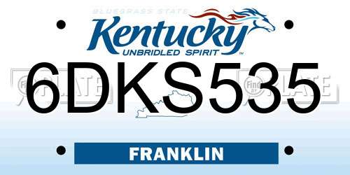 6DKS535 Kentucky License Plate