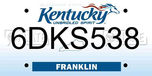 6DKS538 Kentucky License Plate