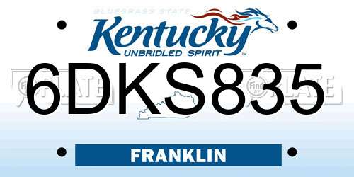 6DKS835 Kentucky License Plate