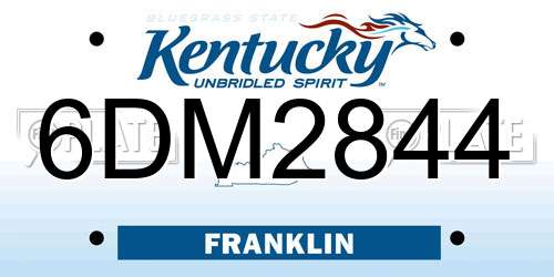 6DM2844 Kentucky License Plate