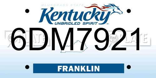 6DM7921 Kentucky License Plate