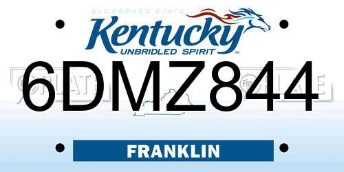 6DMZ844 Kentucky License Plate