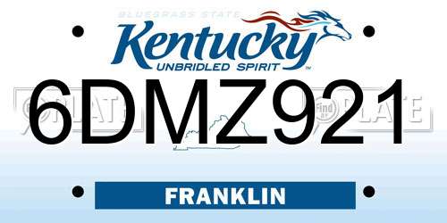 6DMZ921 Kentucky License Plate