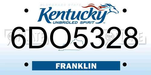 6DO5328 Kentucky License Plate
