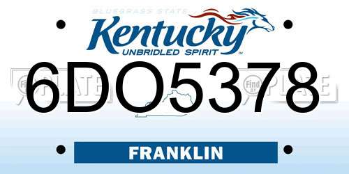 6DO5378 Kentucky License Plate