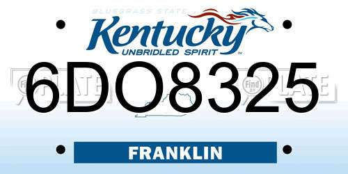 6DO8325 Kentucky License Plate