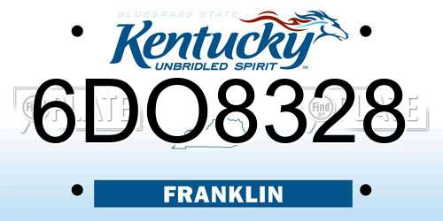 6DO8328 Kentucky License Plate