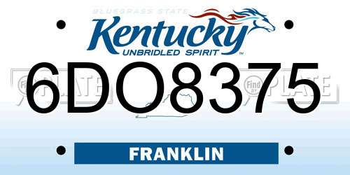 6DO8375 Kentucky License Plate