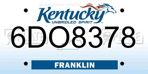 6DO8378 Kentucky License Plate