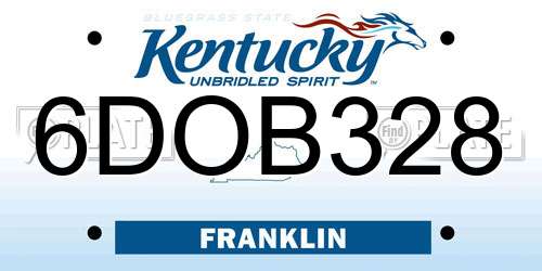 6DOB328 Kentucky License Plate