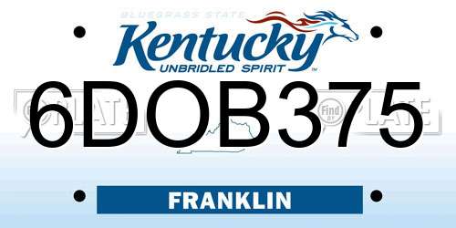 6DOB375 Kentucky License Plate
