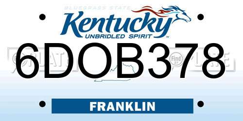6DOB378 Kentucky License Plate