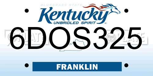 6DOS325 Kentucky License Plate