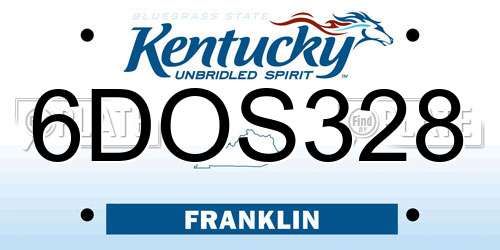 6DOS328 Kentucky License Plate