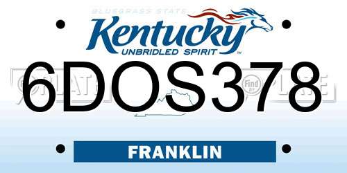 6DOS378 Kentucky License Plate
