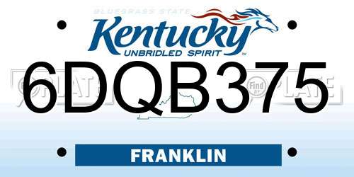 6DQB375 Kentucky License Plate