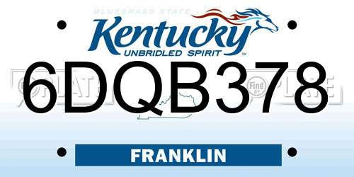 6DQB378 Kentucky License Plate