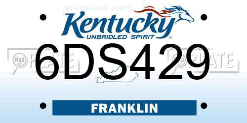 6DS429 Kentucky License Plate