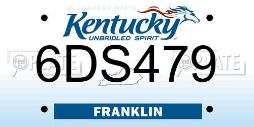 6DS479 Kentucky License Plate