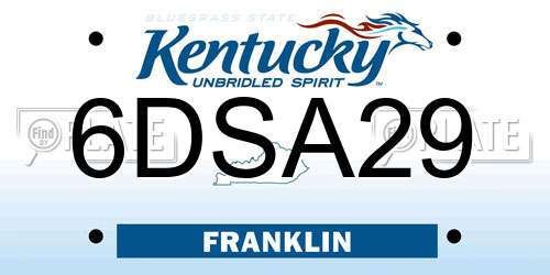 6DSA29 Kentucky License Plate