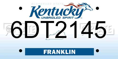 6DT2145 Kentucky License Plate