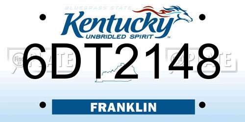 6DT2148 Kentucky License Plate