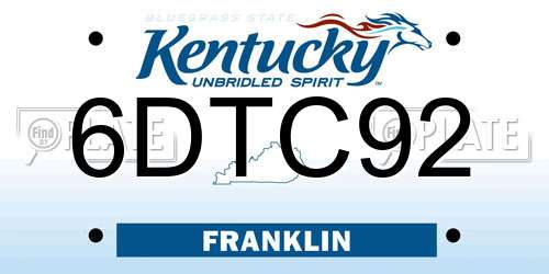 6DTC92 Kentucky License Plate