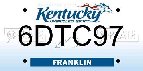 6DTC97 Kentucky License Plate