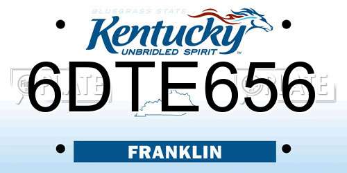 6DTE656 Kentucky License Plate