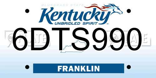 6DTS990 Kentucky License Plate